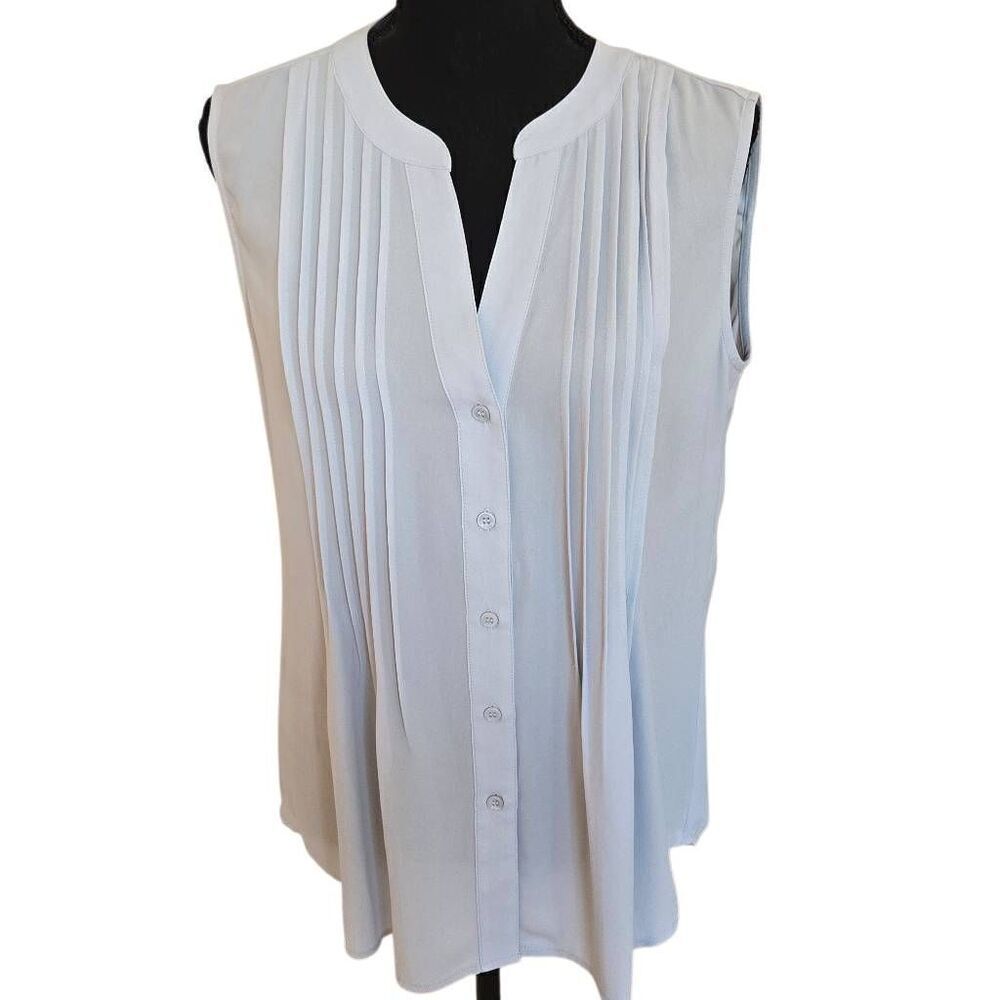 BCBG MAX AZRIA Womens Crystal Blue Leanne Sleeveless Button Front Blouse XS